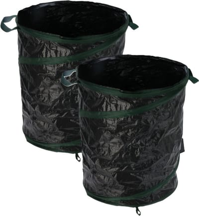 Progarden Tuinafvalzak - 2x - opvouwbaar - rond - antraciet - 85 liter - bladeren opruimen