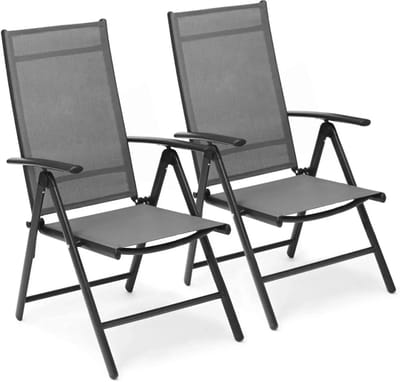 Betaalbare Goederen® Tuinstoel - set van 2 - grijs - tuinstoelen - tuinstoelen verstelbaar - verstelbare tuinstoel - tuinstoelen stapelbaar