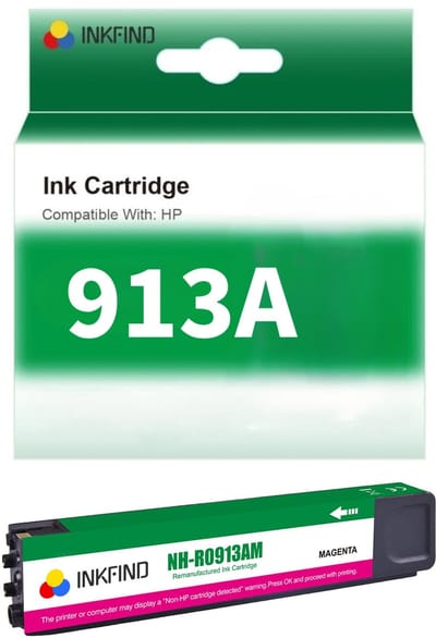 INKFIND 913A Magenta Inktcartridge compatibel met HP913 HP913A HP 913 HP 913A geschikt voor HP PageWide 352dw - 377dn - 377dw - Pro 452dn - HP MFP 477dw - HP MFP 477dwt Hoge Capaciteit - 1-pack Magenta