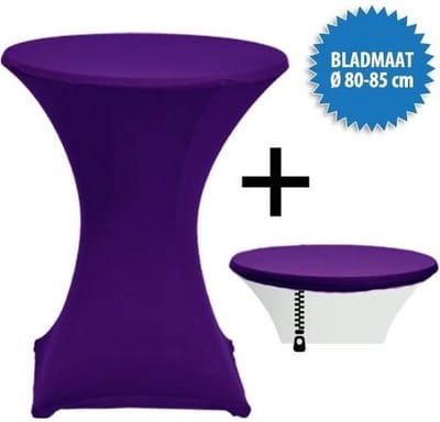 Cover Up Statafelrok Stretch, met rits - Ø80-85cm - Incl. Topcover - Paars