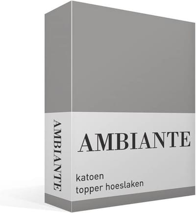 Ambiante Cotton Uni topper hoeslaken - Eenpersoons - Grey
