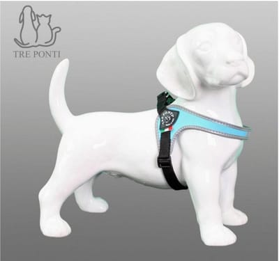 Tre Ponti Fibbia Verstelbaar Tuig Blauw&Reflectie - Hondenharnas - 28 - 37 cm