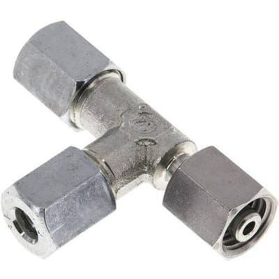 6L Zink Geplateerd Staal Haakse Tee Snijverbinding met Draaibare 315 bar Verstelbaar ISO 8434-1