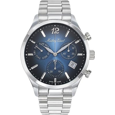 Mathey-Tissot Urban Chrono Roestvrij Staal Blauwe Wijzerplaat Quartz H411CHABU Herenhorloge blauw