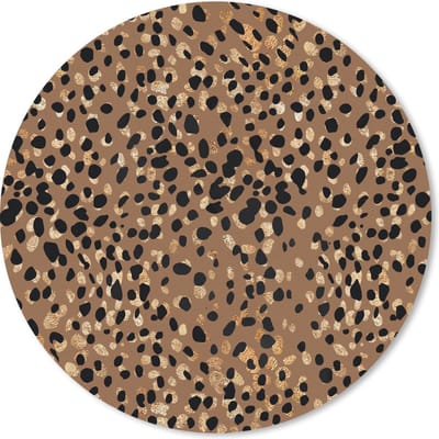 Muismat rond 20x20 cm - Mousepad Luipaard - Dierenprint - Goud - Ronde muismatten