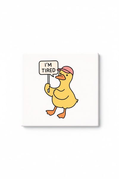 Grappige Vermoeide Eend Keramische Tegel – I’m Tired Schattige Dieren Quote Decoratieve Cadeau Tegel voor Koffie en Humor Liefhebbers