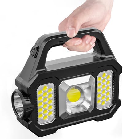 1000 Lumen zonne-energie zaklamp | Oplaadbaar via zonne-energie & USB, waterdicht met 6 lichtstanden | Draagbaar voor kamperen, vissen en noodgevallen