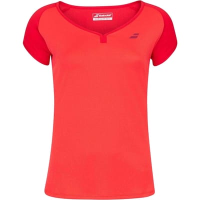 Babolat Meisjes Play Boot Hals T-shirt met Afgeschermde Mouwen (Tomatenrood)