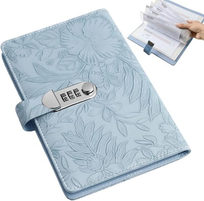 Spaarboek met slot - Opbergboek geld - Financieel beheer - Cijferslot privacy - 23x145x3cm - Blauw