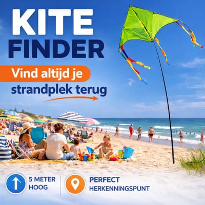 Kite Finder Strand Vlieger met 5 Meter Telescoopstok – Herkenningspunt Strand - Vind Je Strandplek Terug – Ideaal voor Kinderen – Of Festival - Groen