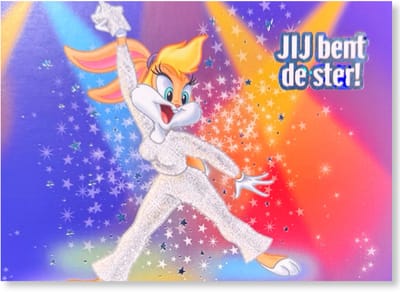 Je Bent de Ster Geslaagd Wenskaart - Looney Tunes Lola Bunny - 10 x 14 cm - gevouwen kaart Inclusief envelop