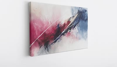 Saammp Canvas Schilderij - Paars blauw - Dynamisch - Goud - Abstract kunstwerk - 30x20 - Foto op canvas - Wanddecoratie - Muurdecoratie Woonkamer - Slaapkamer decoratie - Canvas Print