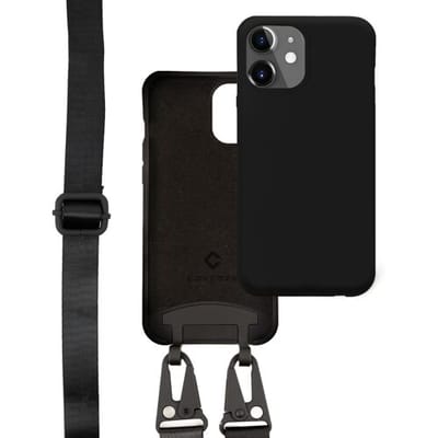 Coverzs Silicone case met dik koord geschikt voor Apple iPhone 11 - Telefoonhoesje met koord - Backcover hoesje met koord - touwtje - zwart