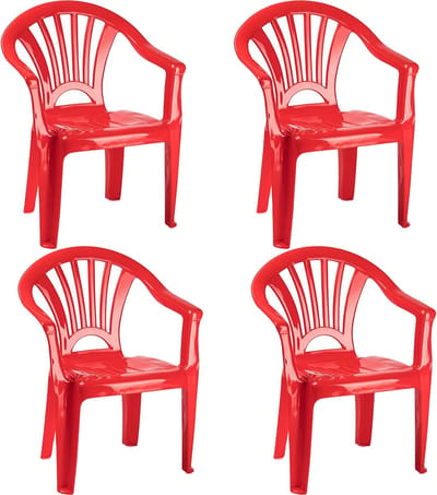 Trendoz Stoeltjes voor kinderen - 4x - rood - 50 cm - voor binnen en buiten - kunststof