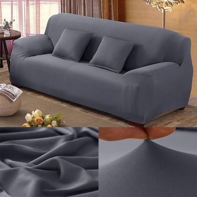 Housse de canapé extensible, couleurs unies, lavable, bon marché, amovible, pour salon, maison, hôtel 2 Seat 145-185CM gris