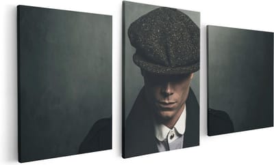 Artaza Canvas Schilderij Drieluik Engelse Gangster Met Een Pet Uit Jaren 1920  - 120x60 - Foto Op Canvas - Canvas Print