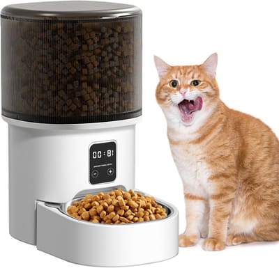 Automatische Voederdispenser voor Honden en Katten, RVS Tray, 4L Capaciteit, 1 tot 6 Maaltijden per Dag, Slimme Voeding voor Huisdieren