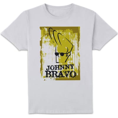 Johnny Bravo Distressed Men's T-Shirt - White - S