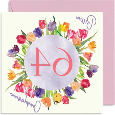 Verjaardagskaart Vrouw - Geleuk Kaartje - Speciale Wens - Bloemen Aquarel Design - 145 mm Vierkant - Multicolor