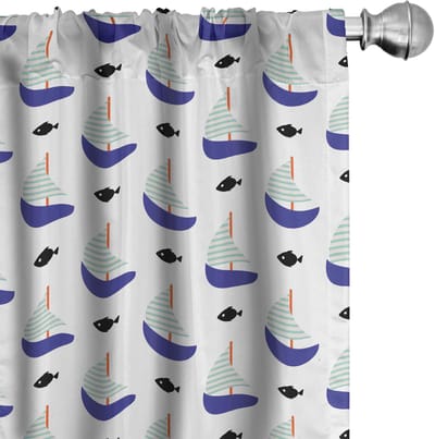 ABAKUHAUS Zeilboot Voorhangen – Minimalistisch – 2x75x245 cm – Paars/Blauw