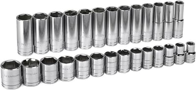 27-delige 1/2 inch aandrijving 6-punts doppenset SAE Standaard en Diep