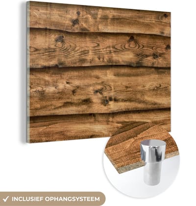 MuchoWow® Glasschilderij 120x90 cm - Schilderij acrylglas - Planken - Rustiek - Hout - Foto op glas - Schilderijen