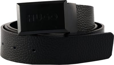 HUGO Riem Leather Belt W105 Black Zwart