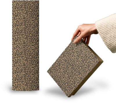 Papierrol Cadeaupapier – Kraft Panter – 50cm x 150m – Bruin Kraftpapier met Zwarte Panterprint – Duurzaam & Recyclebaar – Trendy Inpakpapier voor Cadeaus, Winkels & Events