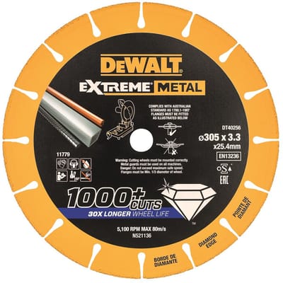 DeWALT DT40256 EXTREME™ Metal Diamant Doorslijpschijf 300mm