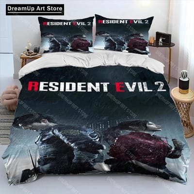 3D R-Resident Evil Games Gamer Dekbedovertrek Beddengoedset, Dekbedovertrek Bedset Dekbedovertrek Kussensloop, King Queen Maat Beddengoedset Jongens 140x200cm
