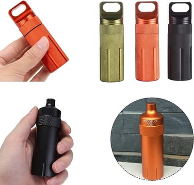 Overlevingscapsule Pillen Dispenser - Waterdicht, Ronde Hoofd, Handig voor Reizen en Outdoor Activiteiten