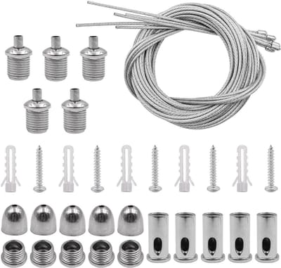 5-delige Set Hangende Kabels voor Plafondlampen - Verstelbare Stalen Kettingen voor LED Paneelverlichting, Aquariumverlichting en Hanglampen