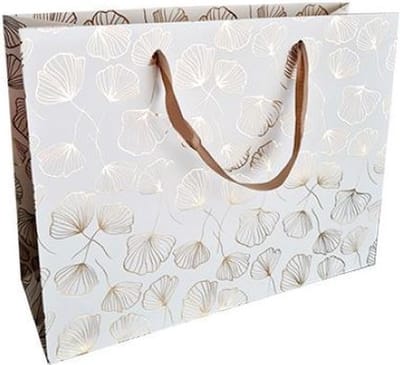 2 stuks Luxe stevige draagtas Nature Wit - Goud - MAAT -> 24 x 10 x 18 cm - geschenk verpakking - cadeau verpakking - Tas - Verjaardag - geschenktas - kerstcadeau - Feestdagen - SNQ Cadeau Verpakkingen