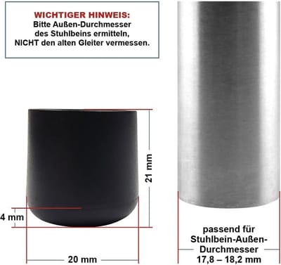 24x Zwarte Dopjes voor Buis/Stoelpoten Ø 18 mm - Stoeppotjes & Beschermdoppen