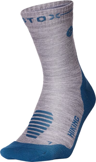 STOX Energy Socks Merino Wandelsokken Heren - Enkelsokken Wandelen - Zilvergrijs / Blauwgroen - Merino Wol Compressie Sokken - Naadloos - Outdoor - Hiking - Maat: 40-44