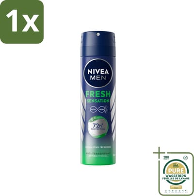 1 x NIVEA MEN - Deodorant Spray - Fresh Sensation - 150 ml- NIVEA MEN Deodorant Spray - Anti-Transpirant Spray - Frisheid - Geurvervoeging - Zweetgeur