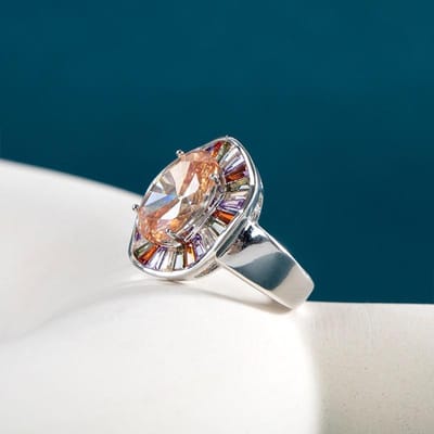 POMOiii Edelsteen Egagement Ring voor Vrouwen Zilver Kleur Vrouwelijke Ring Overdreven Zilveren Hand FingerJewelry Wedding Party Gift 9 gray