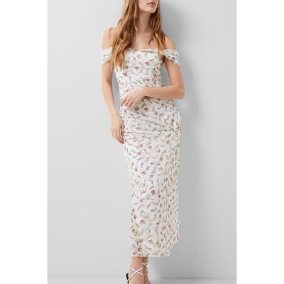 French Connection Floriana Hallie Crinkle Skirt Sz18 Summer White Size: 18 | Midi Skirts Outlet | Dames | Wit