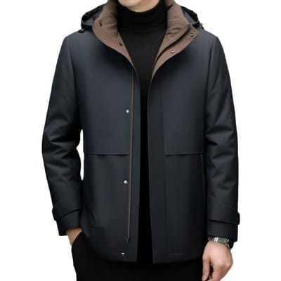Middelbare en Oudere Zakelijke Vrijetijd Middellange en Lange Donsjassen, Winter Nieuwe Mannen Papa Kleding XXXXL black
