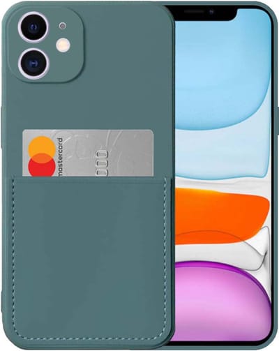 Smartphonica iPhone 11 siliconen hoesje met pashouder en zachte binnenkant - Donkergroen geschikt voor iPhone 11