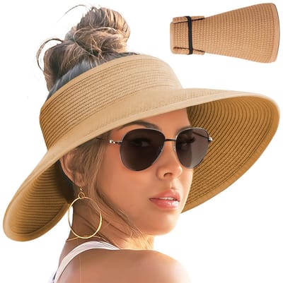Dailygoods- Zonnehoed Dames - Brede Rand - UV-bescherming - Opvouwbaar - Lichtgewicht - Hoogwaardig Stro - Zonnepet