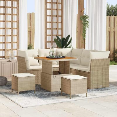 vidaXL - Tuinbank - Set - 8 - st - 5-Aantal - zitplaatsen - Beige - en - Crème