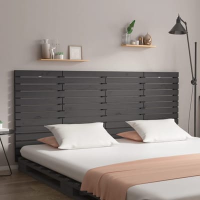 vidaXL - Hoofdbord - wandmontage - 206x3x91,5 - cm - massief - grenenhout - grijs