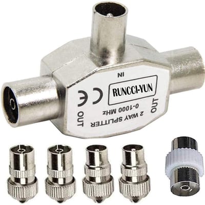 RUNCCI-YUN 2-gang Coaxiaal Distributor voor TV Antennes - Versterk Signalen zonder Verlies