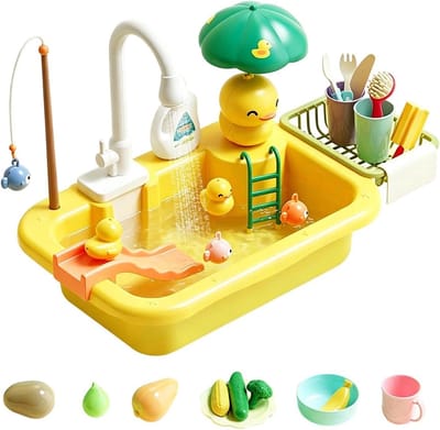 Kinder Watertafel - Waterspeel Speelgoed - Buiten Spelen - Met Waterpomp - 51 x 30 x 33 cm - Geel