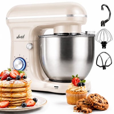 Vivid Green 1500W Keukenmixer - 5L Mengkom - 10 Snelheden - Keukenmachine - Keukenrobot - Crème