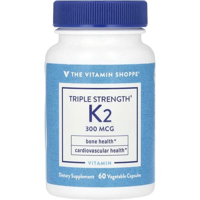 The Vitamin Shoppe, Vitamine K2, 3x sterkte, 300mcg, 60 plantaardige capsules