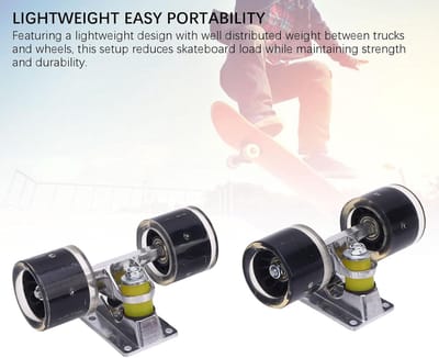 Allecto- Skateboard hardware set - Skateboardtrucks en wielen - Compleet starterspakket - 55x45 mm - Cruiser - Longboard geschikt - Zwart.