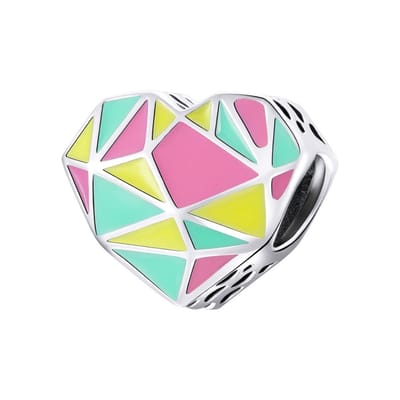 Hart geo multi kleuren bedel | bedels voor armband | liefde bead | Zilverana | geschikt voor alle bekende merken | 925 zilver | moederdag