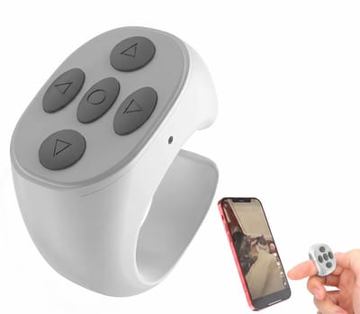 Casemania Bluetooth Afstandsbediening Ring - Draadloze Pagina-omdraaier Scroller Telefoon Selfie Camera Sluiter Muis - TikTok Instagram E-reader Kindle Presentatie Clicker - Video Teleprompter Muziekblad Tablet iOS Android Oplaadbaar Controller